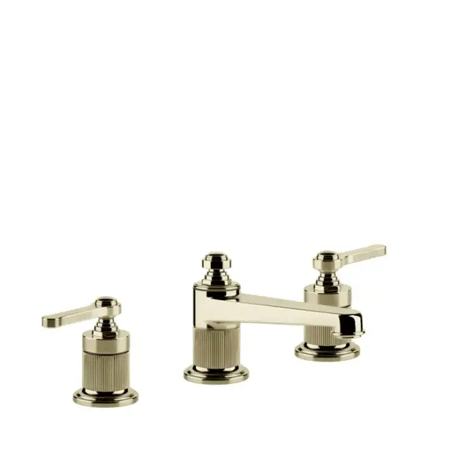 Gessi Venti20 Смеситель для раковины на 3 отверстия, высота излива 50 мм., в комплекте с донным клапаном, цвет: Brass PVD