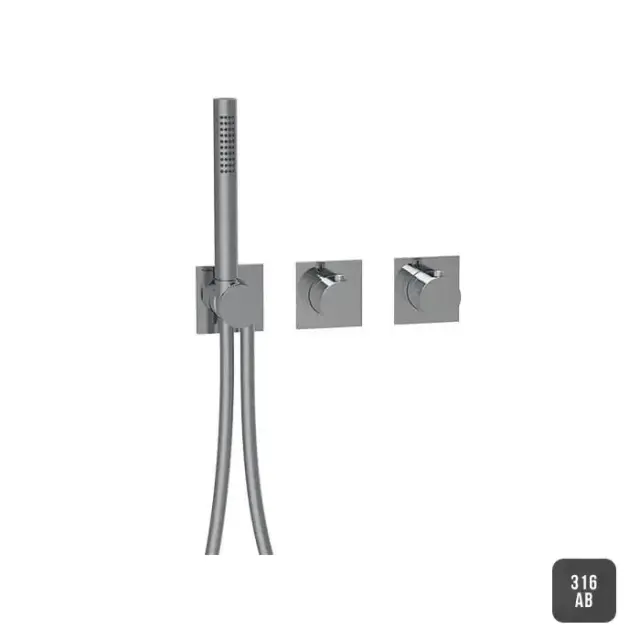 Almar 316 Stainless Steel Смеситель для душа, встраиваемый, термостатический, цвет: Absolute Black. AB316