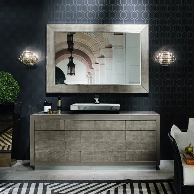 VITAGE milldue edition RITZ Комплект мебели с тумбой под раковину, раковиной LONDRA, зеркалом GINEVRA, 181 см, подвесной, цвет: белый/Alligator gold