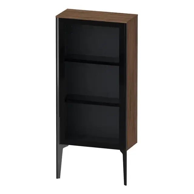 Duravit XViu Шкаф подвесной со стеклянной дверью 50x24x89см, 2 стеклянные полки (петли слева), цвет: walnut dark/черный матовый