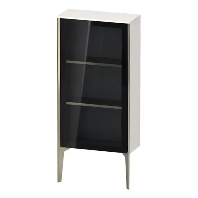 Duravit XViu Шкаф подвесной со стеклянной дверью 50x24x89см, 2 стеклянные полки (петли справа), цвет: белый глянцевый/champagne matt