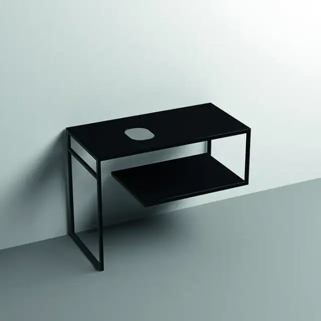 Kerasan Louise Металлическая структура для раковины 100х74см, напольная, с полкой, с 1 отв., с полотенцедержателем, цвет: черный матовый