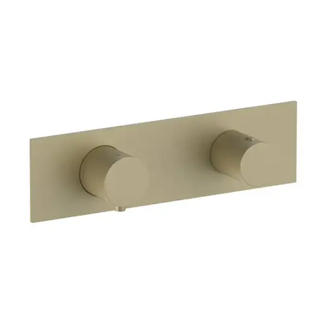 Fantini Nostromo Смеситель для душа, термостатический, встраиваемый, на 2 потока , с поворотной ручкой, цвет: Matt British Gold PVD