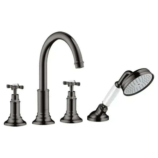 Axor Montreux Смеситель на борт ванны, на 4 отв., с ручным душем, цвет: полированный черный хром