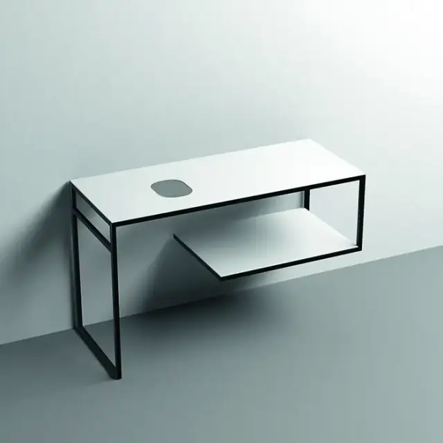 Kerasan Louise Металлическая структура для раковины 120х74см, напольная, с полкой, с 1 отв., с полотенцедержателем, цвет: белый матовый