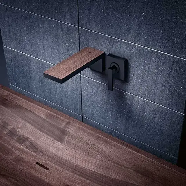 Axor MyEdition Смеситель для раковины, настенный, на 2 отв, излив 245мм., внешняя часть, цвет: черный/черный орех