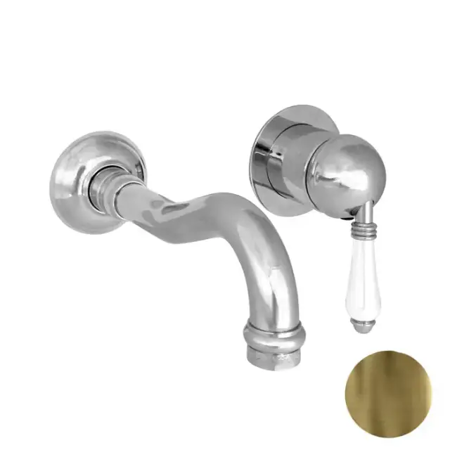 Nicolazzi P.m. Blanc Cмеситель для умывальника однорычажный, встраиваемый, излив: 175мм, ручки белая керамика, цвет: бронза