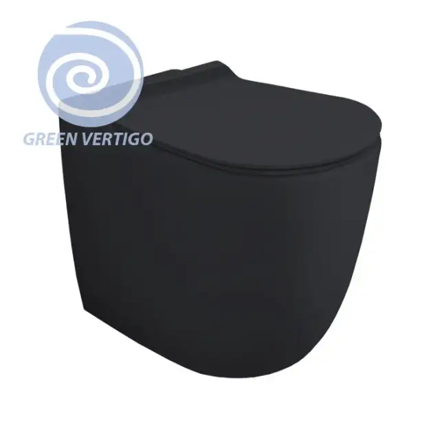 Simas Vignoni Унитаз напольный 56х36,5см., безободковый, слив универсальный, смыв TORNADO (green vertigo), цвет: antracite matt