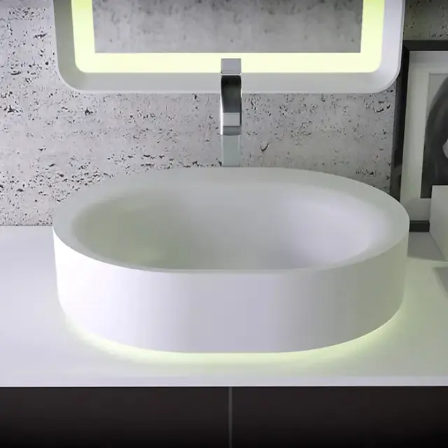 KNIEF Moon Раковина 55х45х16 см, без отв., накладная, с LED подсветкой, цвет: белый матовый