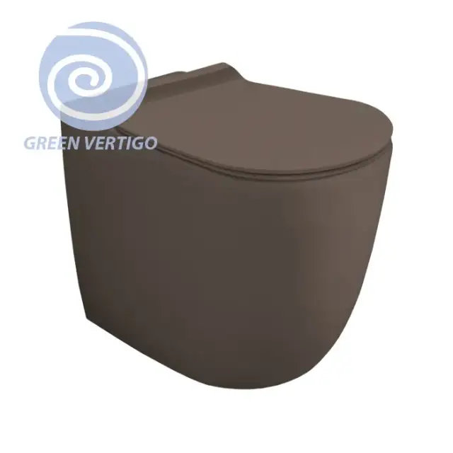 Simas Vignoni Унитаз напольный 56х36,5см., безободковый, слив универсальный, смыв TORNADO (green vertigo), цвет: moka matt