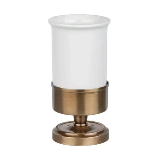 TW Bristol 190 Стакан настольный, керамический (белый), цвет: бронза