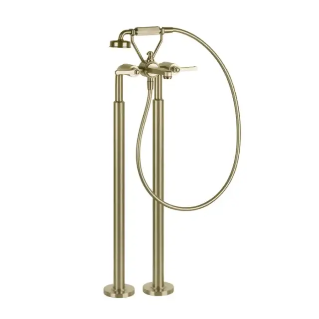 Gessi Venti20 Смеситель для ванны, напольный, с ручным душем и шлангом 150см., цвет: Brushed Brass PVD