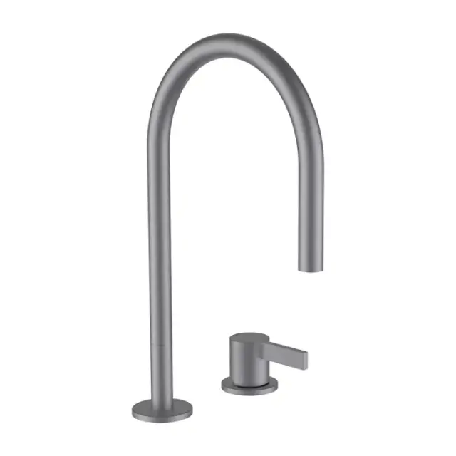 Laufen Kartell Смеситель для раковины, 2 отв., без донного клапана, цвет: PVD матовая нержавеющая сталь