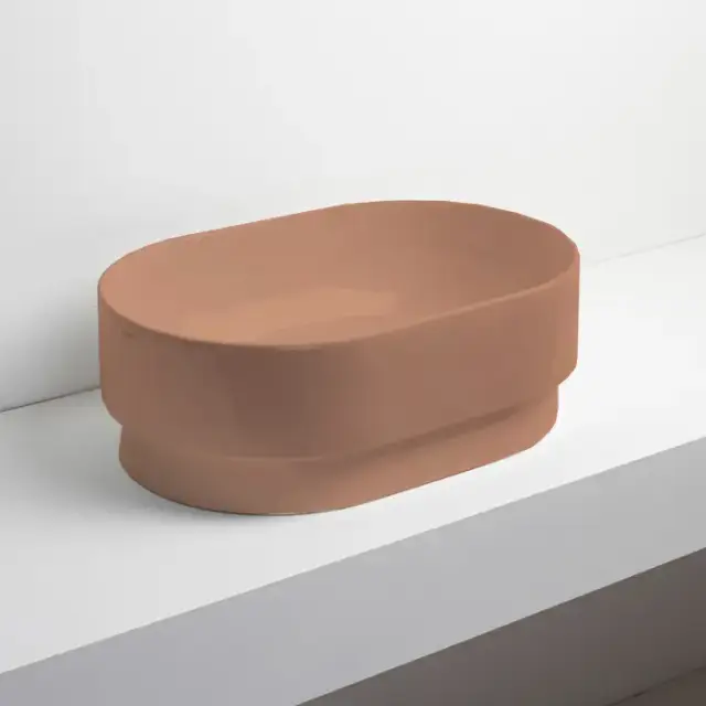 Simas Po-mo Раковина 56x37xh19см., полувстраеваемая сверху без отв., без перелива, цвет: CARAMELLO