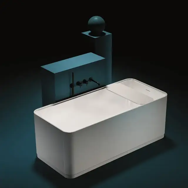 Gruppo Treesse Cross Ванна отдельностоящая 160х73х60 см., с сливом-переливом и сифоном, Solid Surface, цвет: белый глянцевый