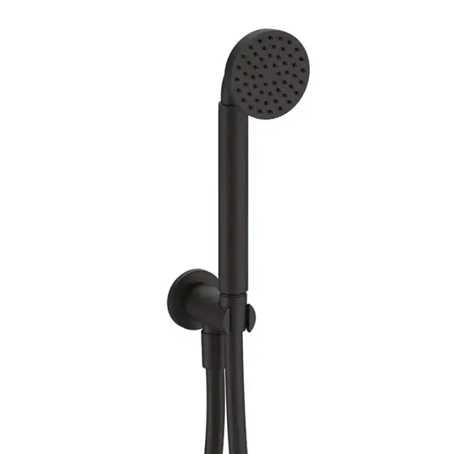 Fantini Icona Classic Душевой набор: ручная лейка со шлангом и держателем,круглая розетка, выпуск 1/2, цвет: Deep Black PVD