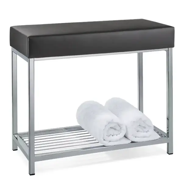 Decor Walther DW 77 Скамья с полочкой 60x30x52см, напольная, цвет: хром / черный