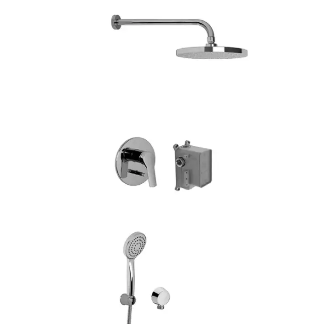 Carlo Frattini Wellness Душевой комплект с верх душем &Oslash;250мм, наст держ 350мм, душевым комплектом, смес встр на 2 источн, внутр часть, цвет: хром