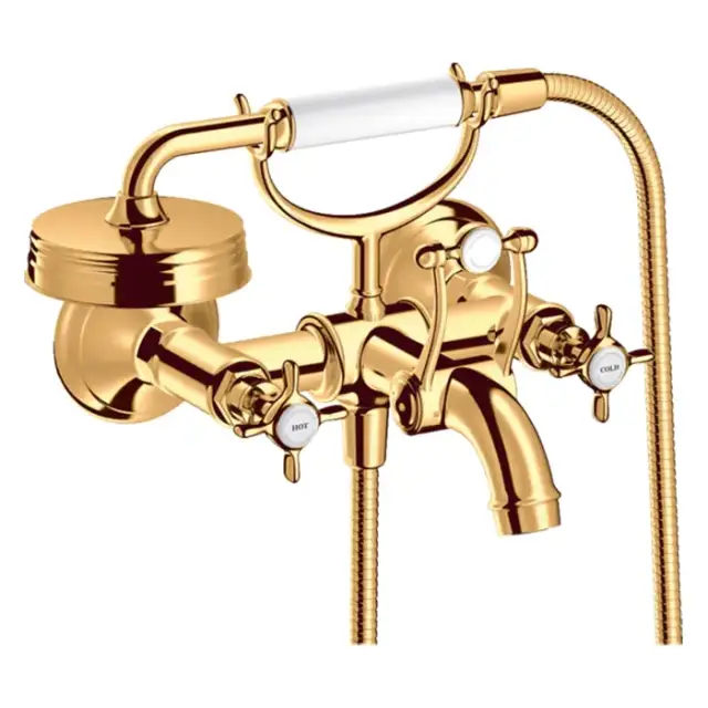 Axor Montreux Смеситель для ванны, настенный, с ручным душем, цвет: полированное золото