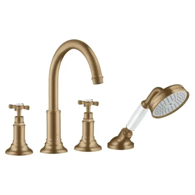Axor Montreux Смеситель на борт ванны, на 4 отв., с ручным душем, цвет: шлифованная бронза