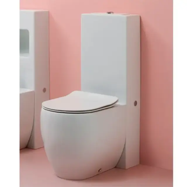 Kerasan Flo унитаз приставной 52х36см, слив в стену, с бачком напольным, с белым сиденьем Slim