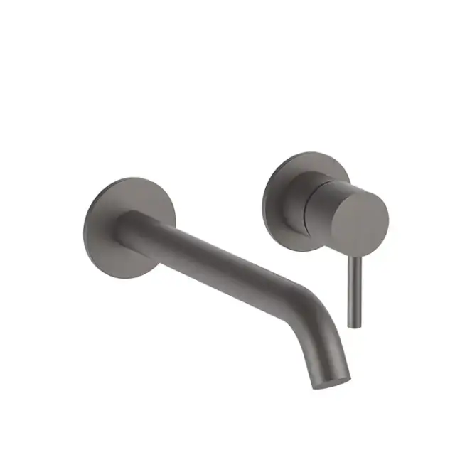 Fantini Nostromo Смеситель для раковины, встраиваемый, на 2 отв, без донного клапана, излив 200мм (наружняя часть), цвет: Matt Gun Metal PVD