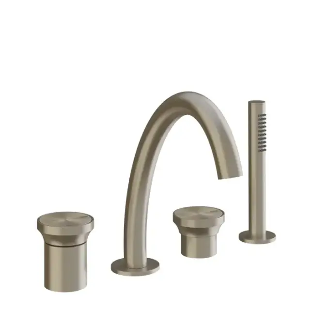 Gessi Origini Смеситель для ванны на 4 отв, с ручной лейкой, цвет: Finox Brushed Nickel