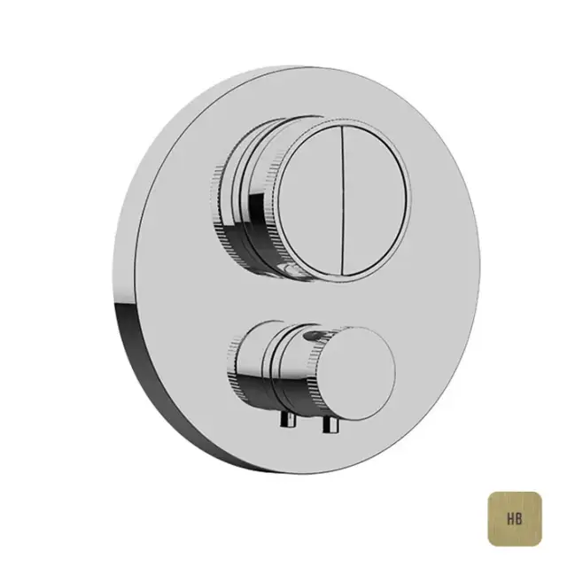 Almar Core Смеситель для душа, встраиваемый, термостатический, с кнопочным управлением для 2-х потребителей, цвет: латунь брашированная PVD