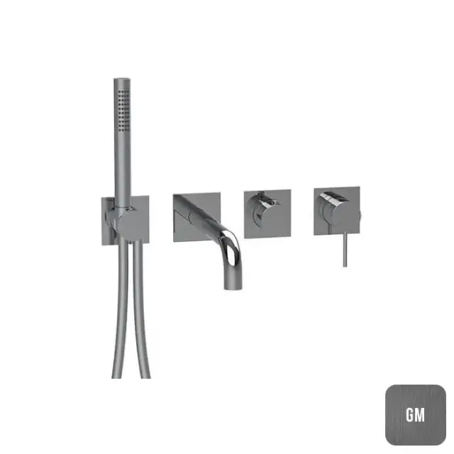Almar Modular Смеситель для ванны, настенный, с ручным душем, цвет: Gun Metal Brushed PVD