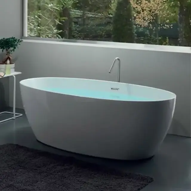 Kerasan Flo Ванна отдельностоящая, акриловая  170х82х58см в комплекте со сливом Click-clack, цвет: белый