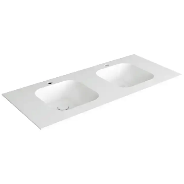 Simas WAVE Раковина двойная 120x50xh14,5см, встраиваемая, с 2 отв, цвет: белый