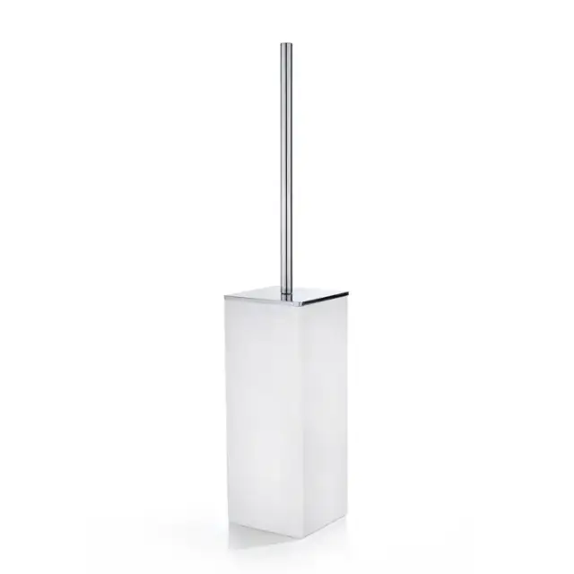3SC Mood White Туалетный ёршик, напольный, композит Solid Surface, цвет: белый матовый/хром