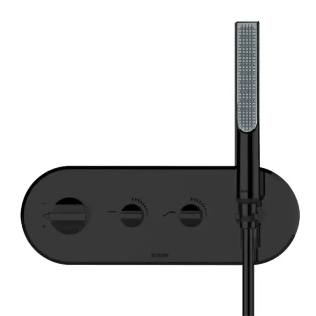 Bossini Apice Смеситель термостатический, на 2 выхода, с ручной душем и шлангом Cromolux 150см, цвет: черный матовый