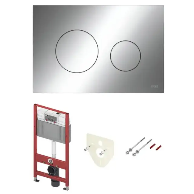 TECE Комплект TECEbase 3.0 c кронштейнами, звукоизоляцией, панелью смыва TECEloop, цвет: хром глянцевый