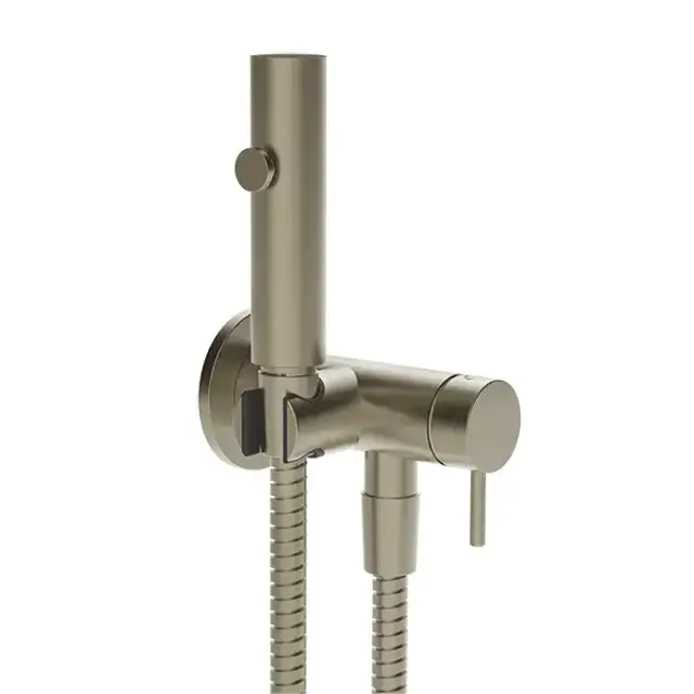 Gessi Transparenze Гигиенический душ, с настенным держателем, запорным краном, с подводом воды и шлангом 125cм., цвет: Finox Br. Nickel