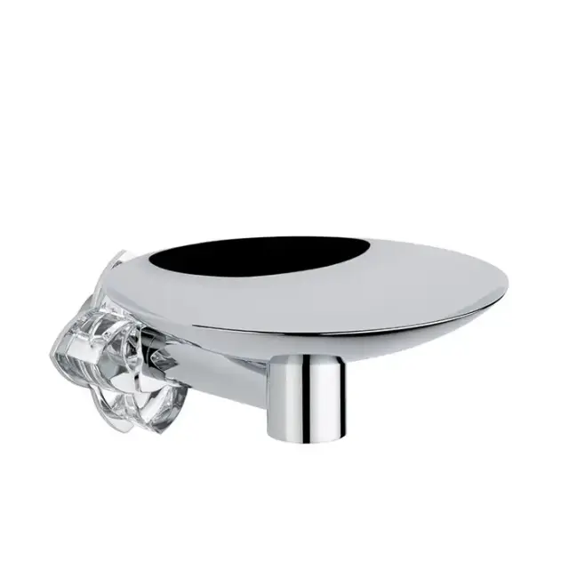 THG Pétale de cristal clair Мыльница металлическая &oslash; 15см., подвесная, цвет: хром/прозрачный хрусталь