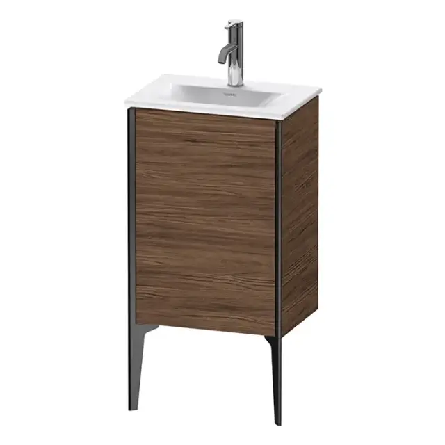 Duravit XViu Тумба подвесная 43x31x59.1см, с раковиной, 1 дверь, (петли справа), цвет: walnut dark/черный матовый
