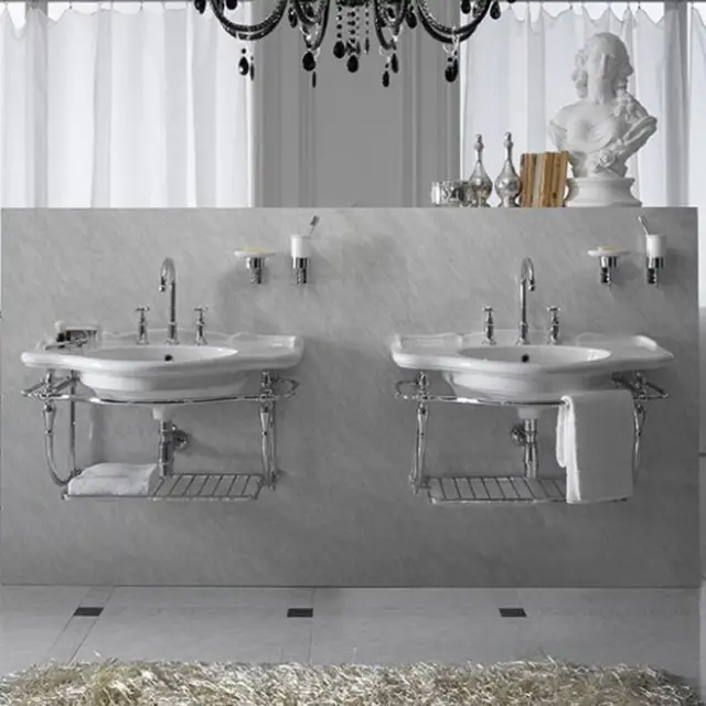 Globo Paestum Консоль латунная подвесная 90х60хh60см, с раковиной на 1 отв., с комплектом креплений, цвет: хром