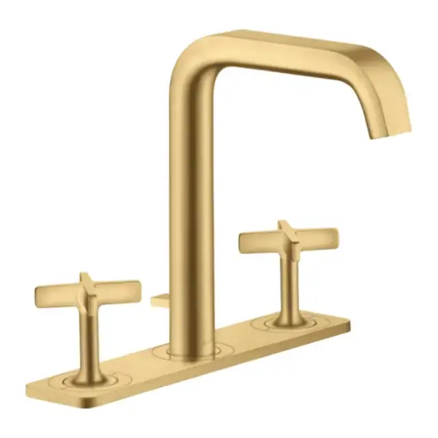 Axor Citterio E Смеситель для раковины, на 3 отв., с панелью и донным клапаном, цвет: шлифованное золото
