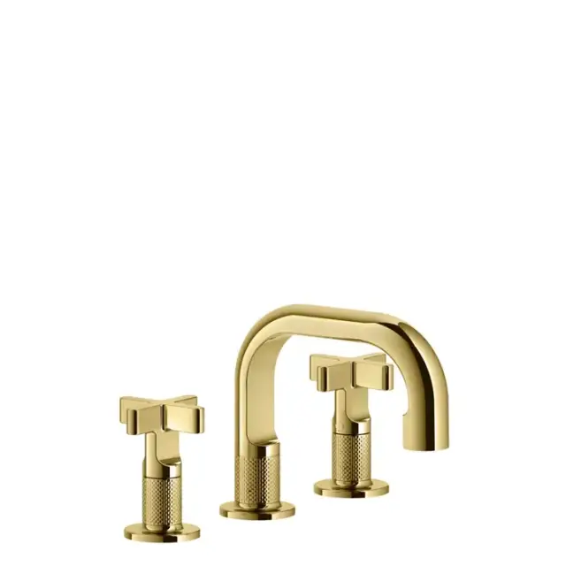Gessi Inciso Смеситель для раковины на 3 отв., с донным клапаном, цвет: золото