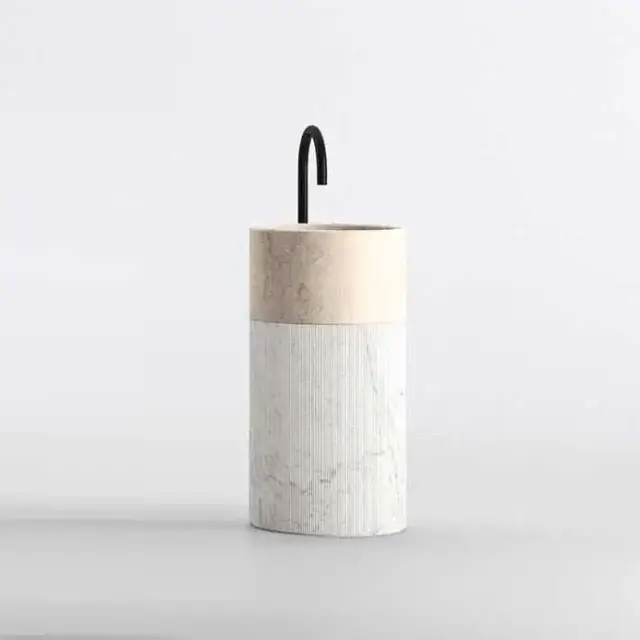 NOORTH milldue edition ROMA III Раковина 45х88 см, без отв., напольная, без перелива, с донным клапаном, цоколь фрезерованный Bianco Carrara, цвет: Bianco Carrara/Moka Cream