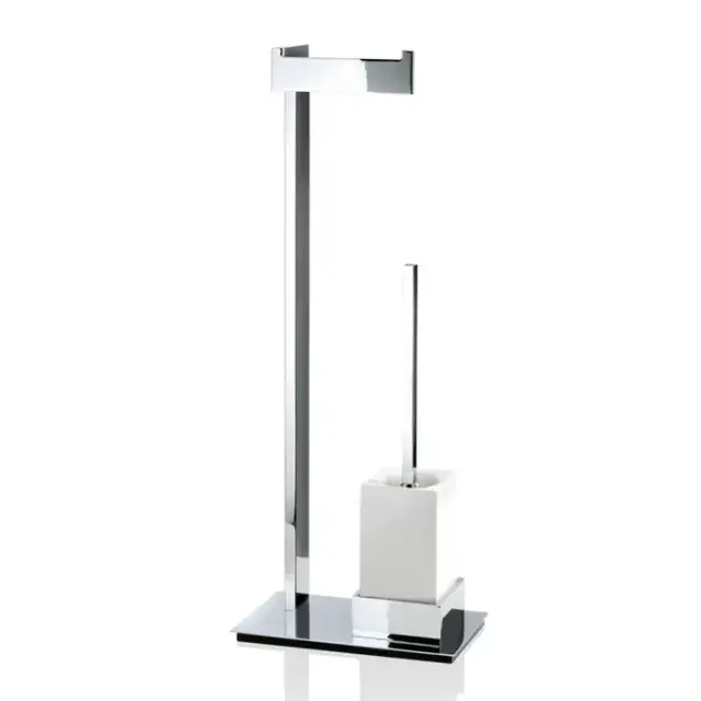 Decor Walther Brick SBK Напольная стойка 72смс ершиком и бумагодержателем, фарфор белый, цвет: хром