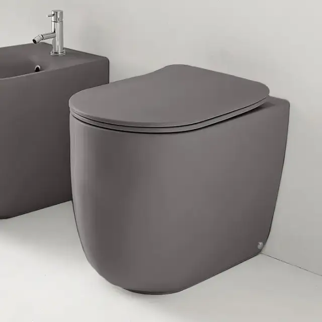 Kerasan Nolita Унитаз безободковый пристенный 55х35 см, с креплениями WB5N, цвет: Ferro matt