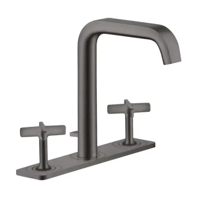 Axor Citterio E Смеситель для раковины, на 3 отв., с панелью и донным клапаном, цвет: шлифованный черный хром