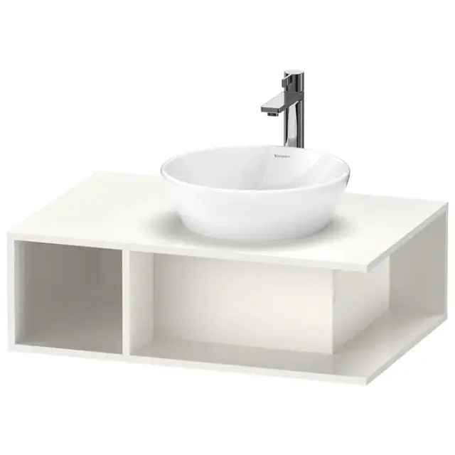 Duravit D-Neo Тумбочка подвесная компакт 80x55х26 см., раковина, 1 открытое отделение на левой стороне, цвет: белый высокоглянцевый