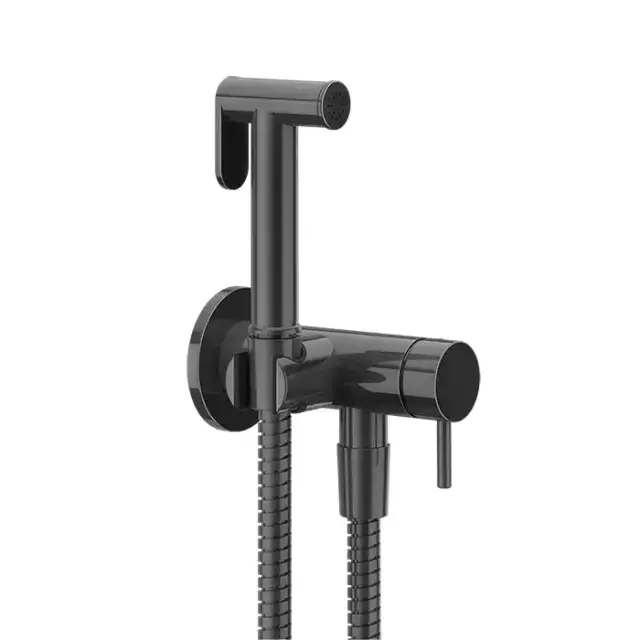 Gessi Transparenze Гигиенический душ, с настенным держателем, запорным краном, с шлангом 125cм. и подводом воды, цвет: Black Metal PVD