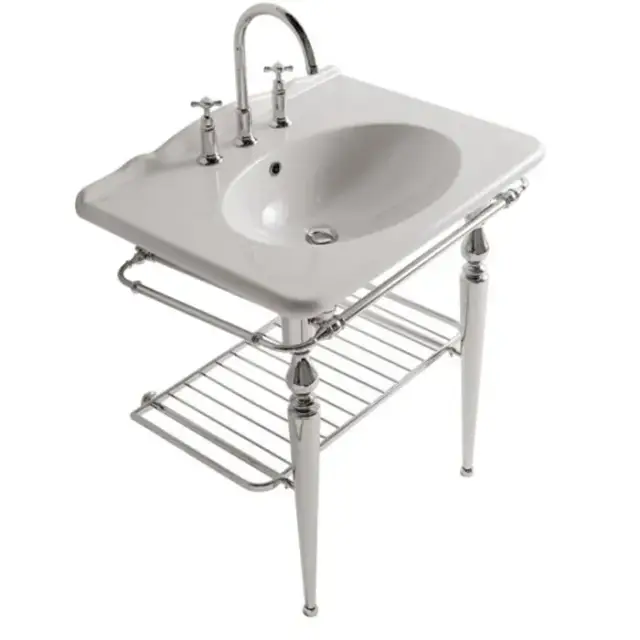 Globo Paestum Консоль напольная 75x53x90см с раковиной на 1 отв, хромированная