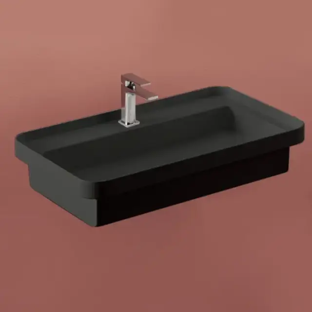 Artceram Fuori Scala Раковина 80х45 см, с 1 отв., встраиваемая, без перелива, цвет: черный матовый