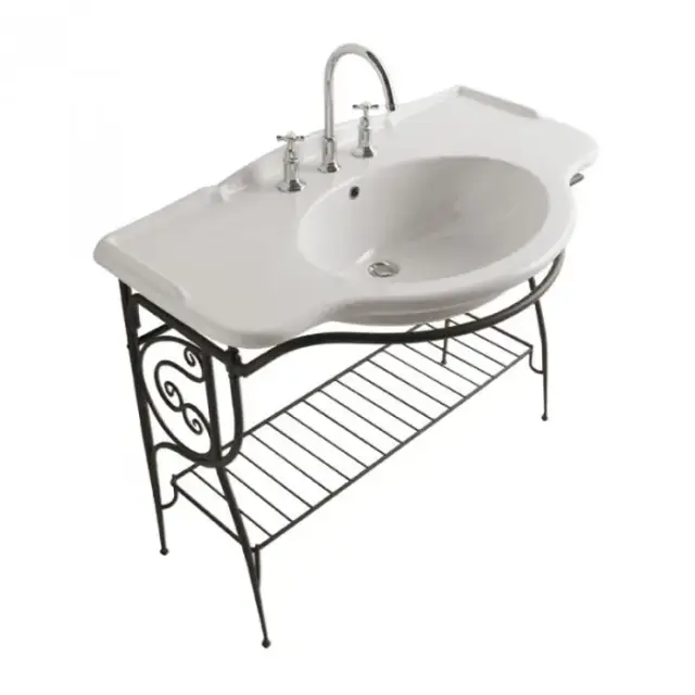 Globo Paestum Консоль напольная 110x60x90см, с раковиной на 1 отв, цвет: состаренный металл