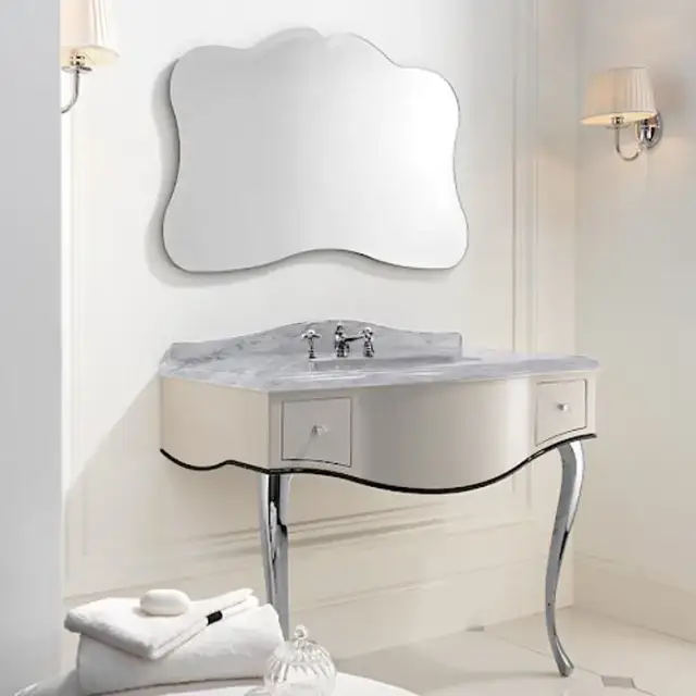 Devon&Devon Audrey, Комплект мебели, мрамор: bianco carrara, ножки хром, напольный, цвет: белый/черным кантом